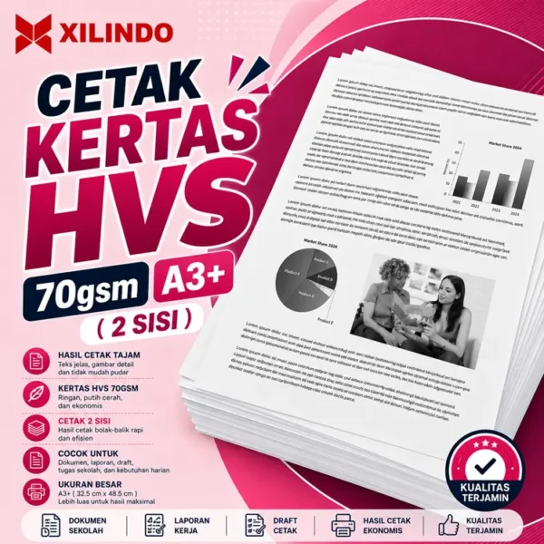 Cetak Kertas Hvs 70gsm A3+ ( 2 sisi )