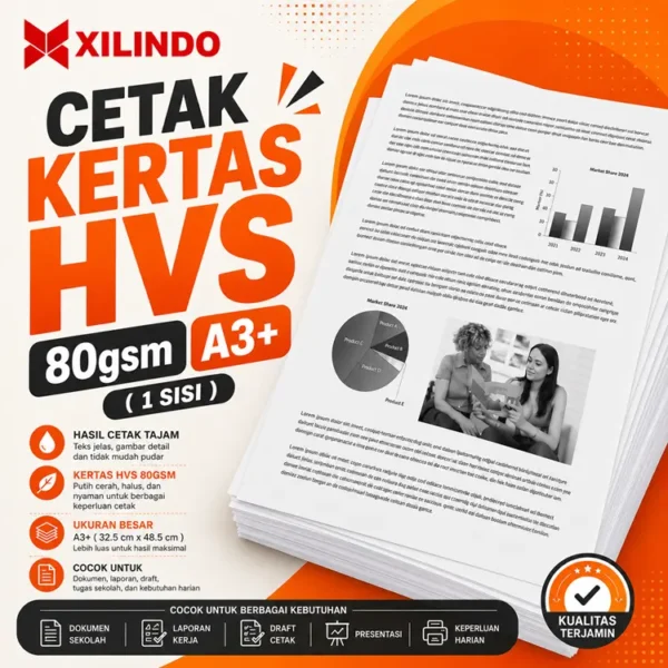 Cetak Kertas Hvs 80gsm A3+ ( 1 sisi )
