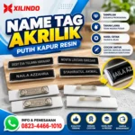 Name Tag Akrilik Putih Kapur Resin