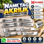 Name Tag Akrilik Silver Mirror Resin