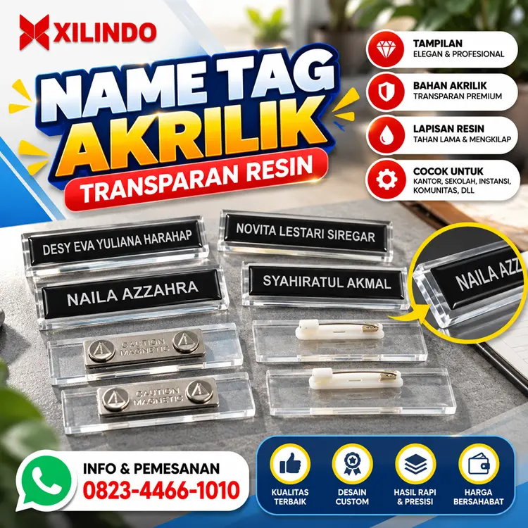 Name Tag Akrilik Transparan Resin Name Tag Akrilik Transparan Resin - Gambar 1
